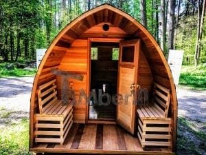 Jardin Extérieur Sauna En Bois Cèdre Rouge Avec Chauffage électrique Et Porche (6)