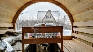 Sauna Extérieur Avec Remorque, Vestiaire Et Poêle à Bois Harvia (25)