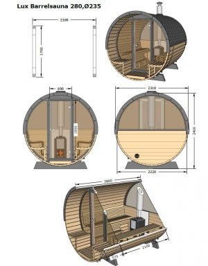 Sauna Baril Extérieur Avec Vitrine Avant Et Fenêtre Panoramique Arrière 1 (16)
