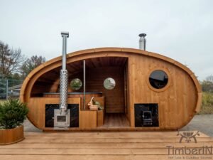 Sauna Ovale Extérieur Avec Bain Nordique Intégré (75)